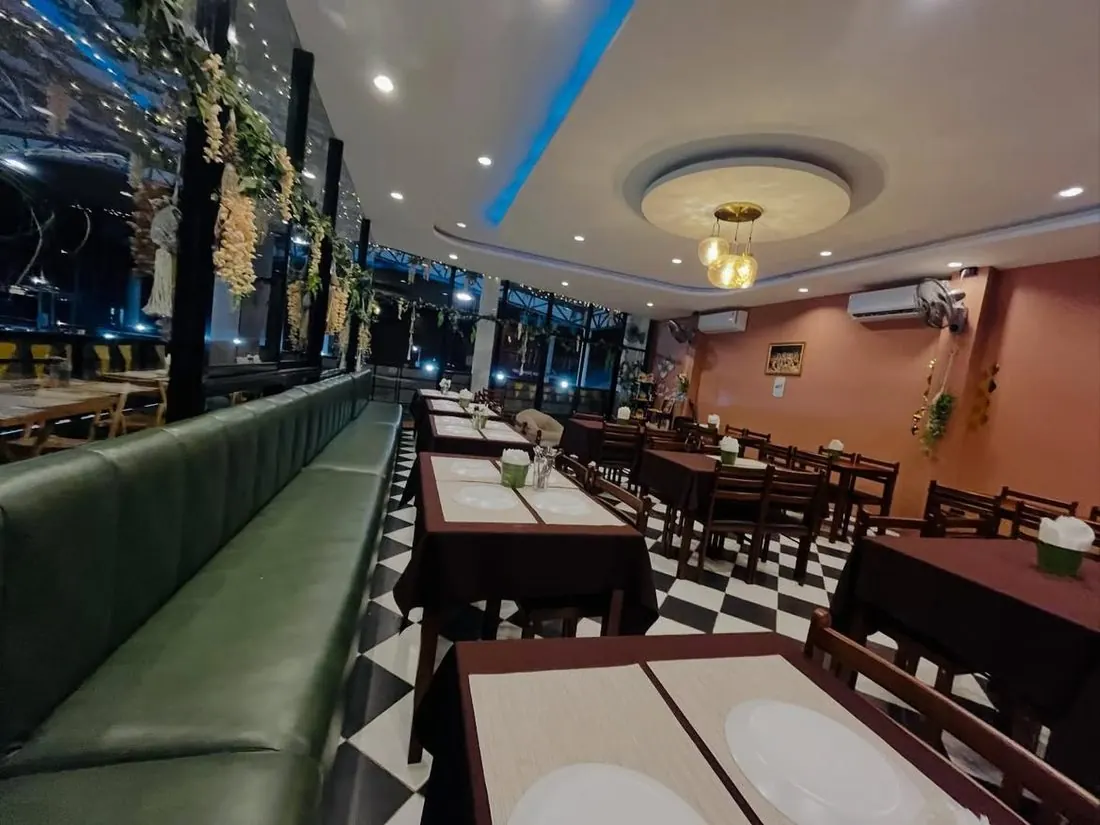 Govinda's booth seating in the evening